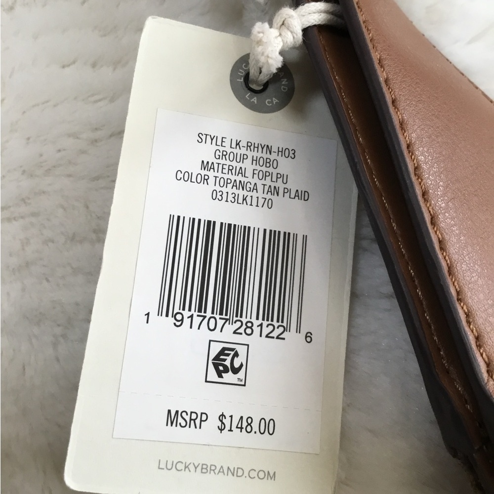 Lucky brand hobo topanga tan plaid bag nwt - Picture 8 of 13